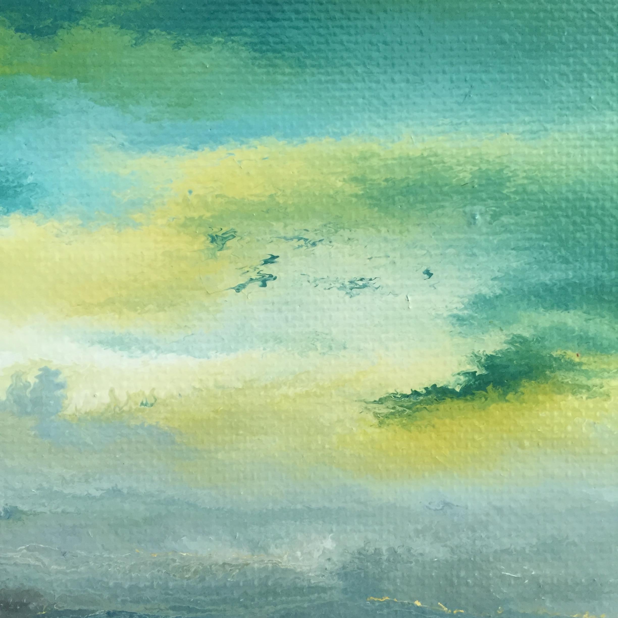 Vittorio Bellini 'Landscape' 2002-2003 Oil Enamel Canvas Sky Sea Colorful Blue For Sale 6