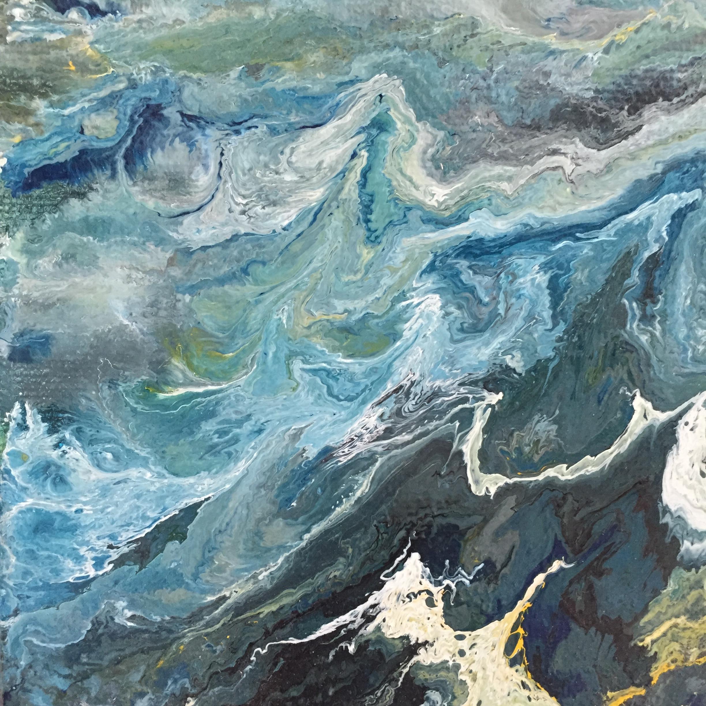 Vittorio Bellini 'Landscape' 2002-2003 Oil Enamel Canvas Sky Sea Colorful Blue For Sale 7
