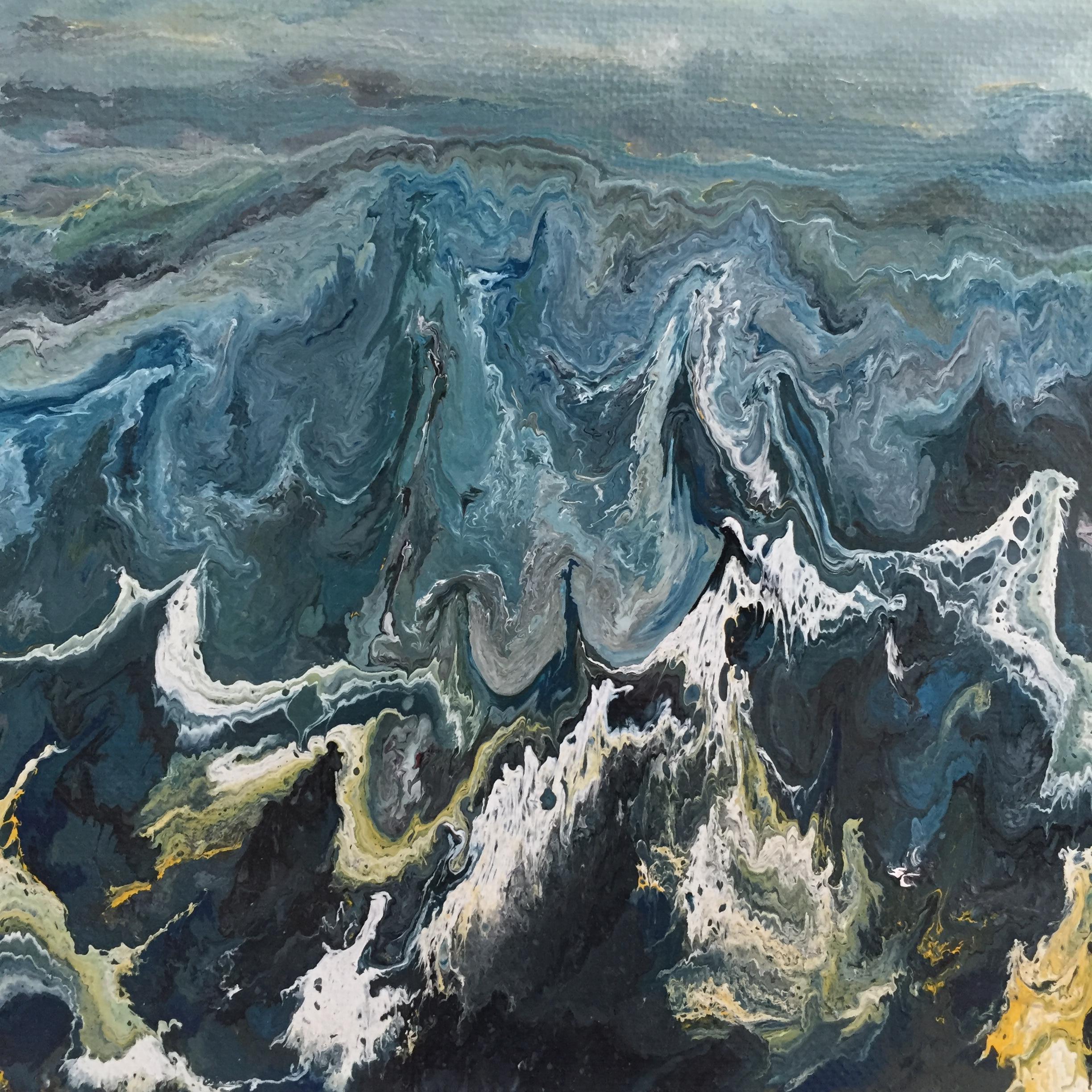 Vittorio Bellini 'Landscape' 2002-2003 Oil Enamel Canvas Sky Sea Colorful Blue For Sale 8