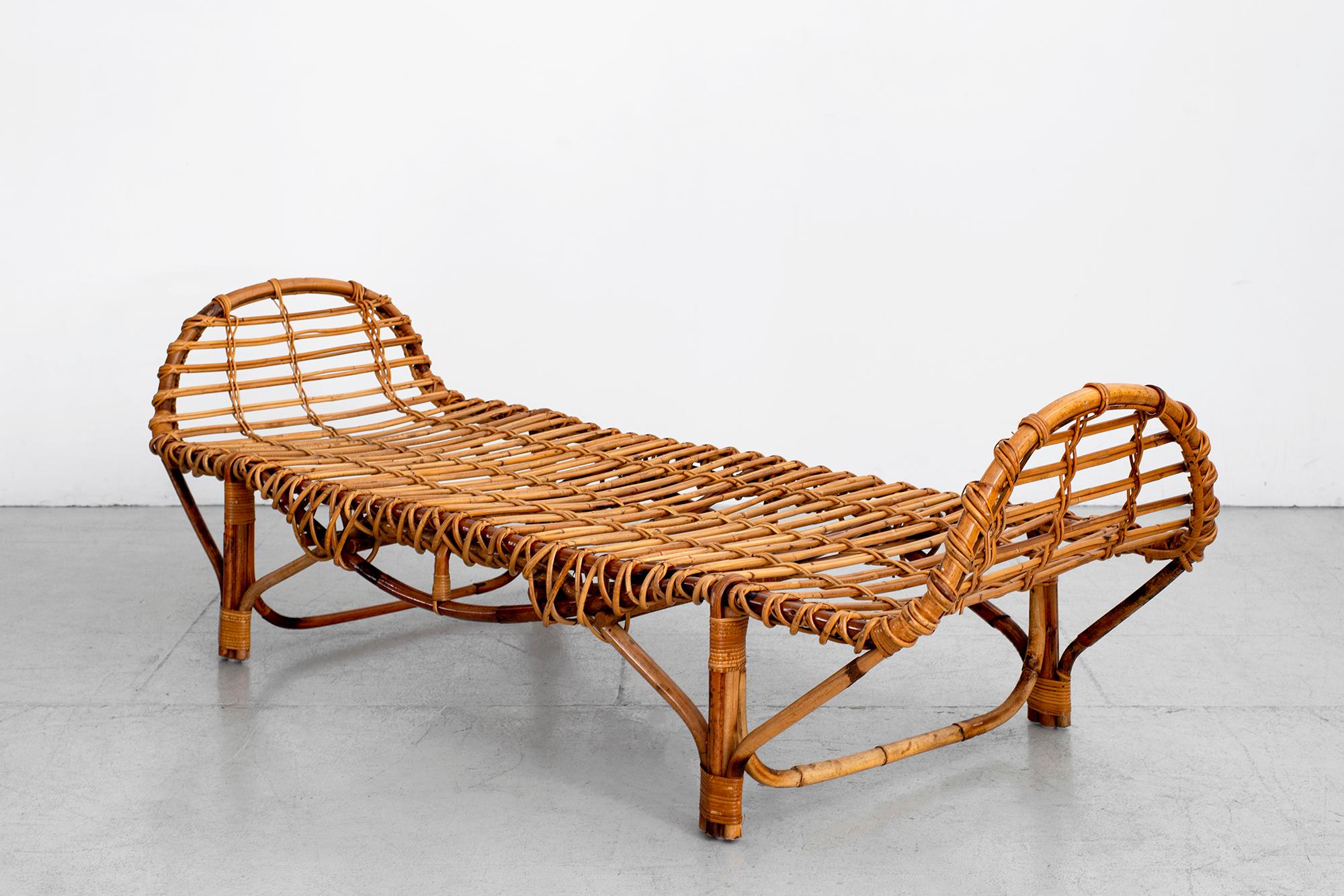 Italian rattan daybed by Lorenzo Forges Davanzati  for Bonacina. 
Great sculptural lines and craftsmanship.