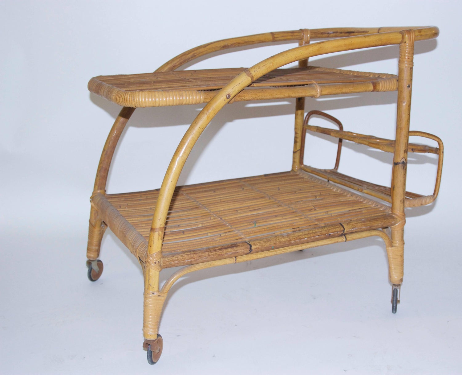 Vittorio Bonacina Servant Bar Bamboo Italy Circa 1940 For Sale