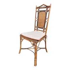Antique Vittorio Bonacina Style Bamboo Side Chair with Wicker Back, circa 1900