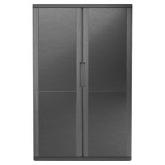 Mueble Vittorio en madera de fresno negro y cuero negro