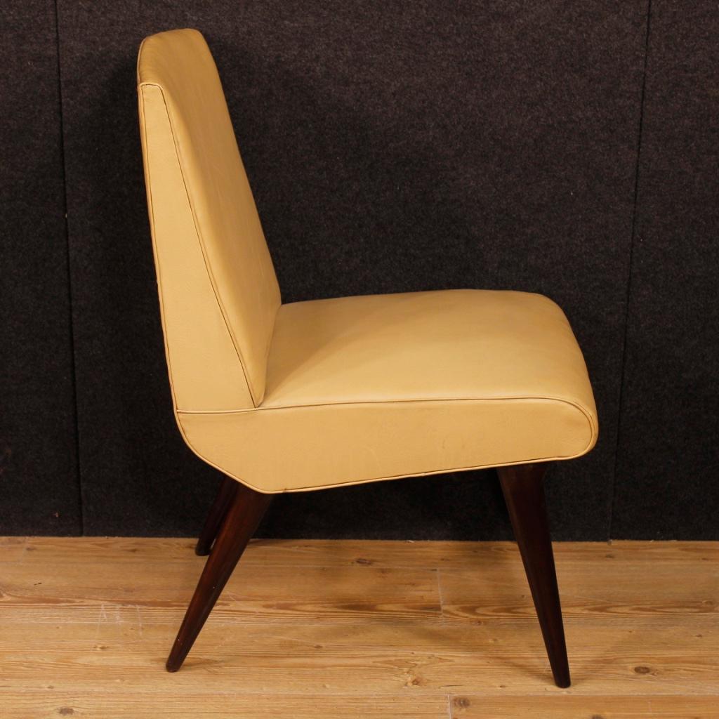 Vittorio Dassi 20th Century Faux Leather Italian Design 4 Chairs, 1950 7