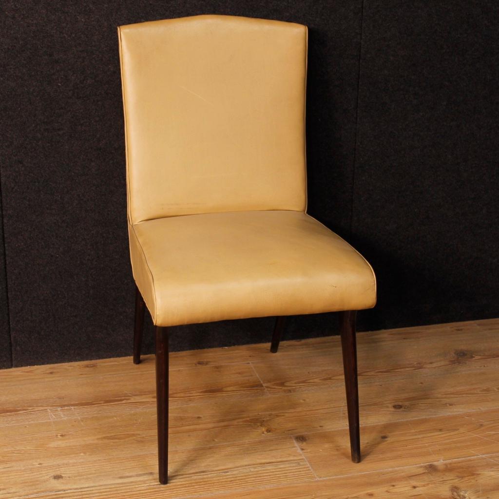 Vittorio Dassi 20th Century Faux Leather Italian Design 4 Chairs, 1950 In Good Condition In Vicoforte, Piedmont