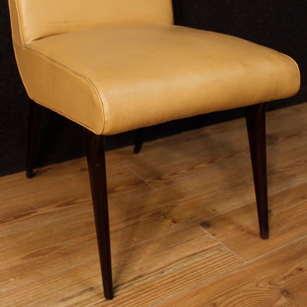 Vittorio Dassi 20th Century Faux Leather Italian Design 4 Chairs, 1950 2