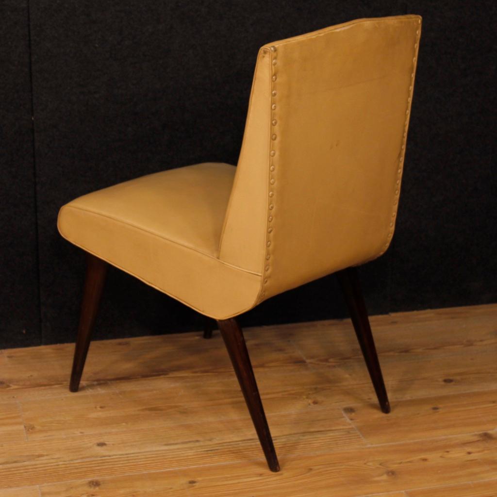 Vittorio Dassi 20th Century Faux Leather Italian Design 4 Chairs, 1950 3