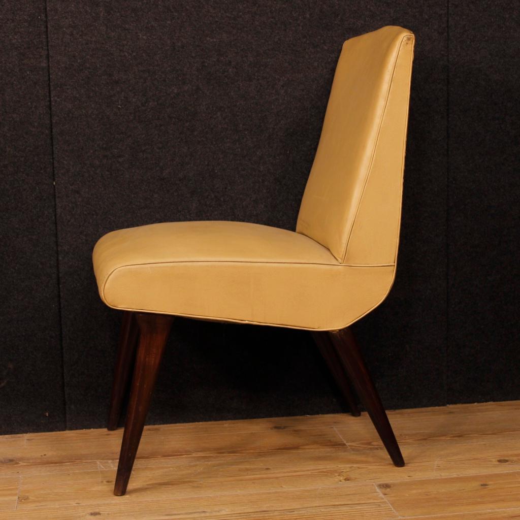 Vittorio Dassi 20th Century Faux Leather Italian Design 4 Chairs, 1950 4