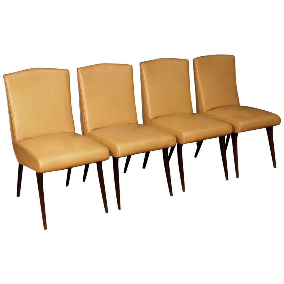 Vittorio Dassi 20th Century Faux Leather Italian Design 4 Chairs, 1950