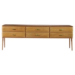 Vittorio Dassi Chest of Drawers in Maple Wood with Green Onyx, Italy, 1950s