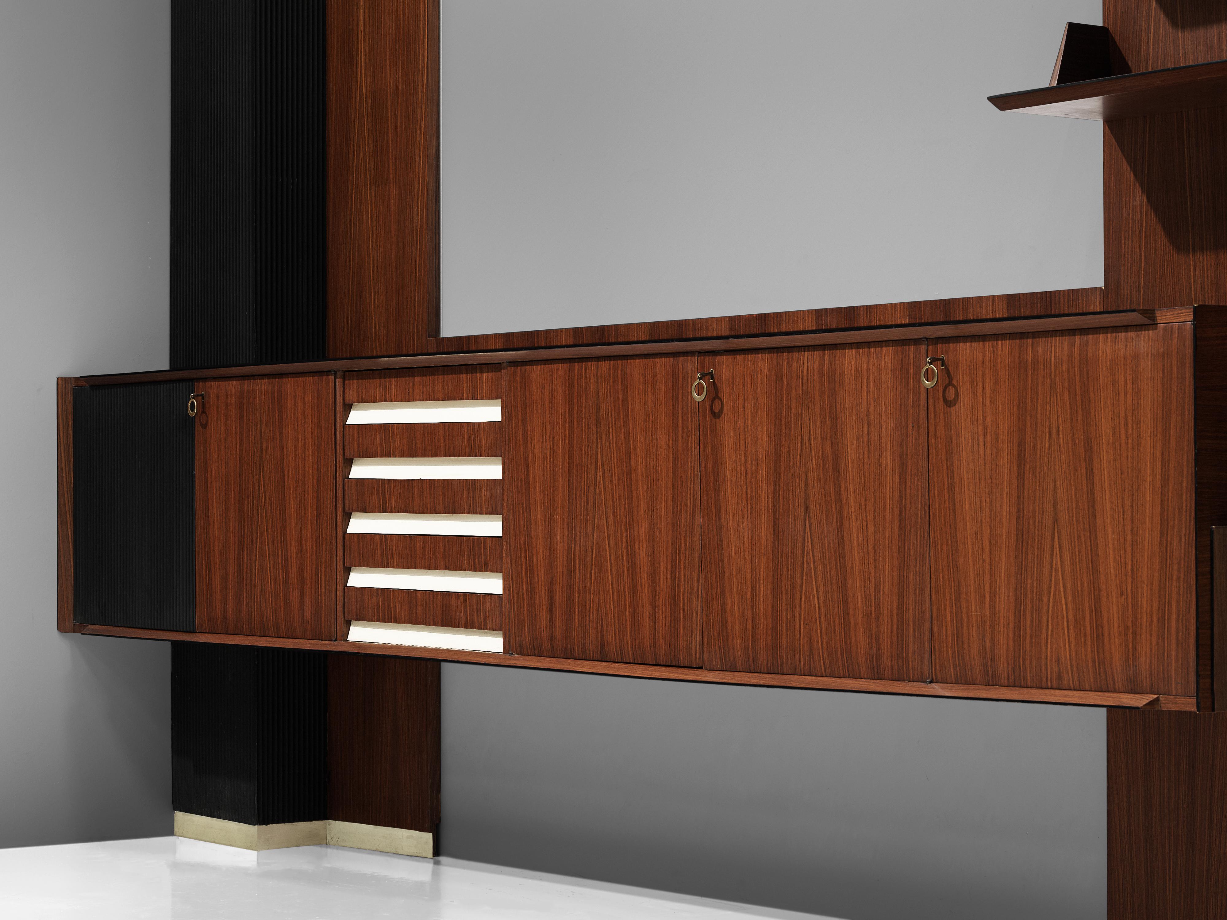 Mid-Century Modern Vittorio Dassi Custom Made Italian Wall Unit in Mahogany