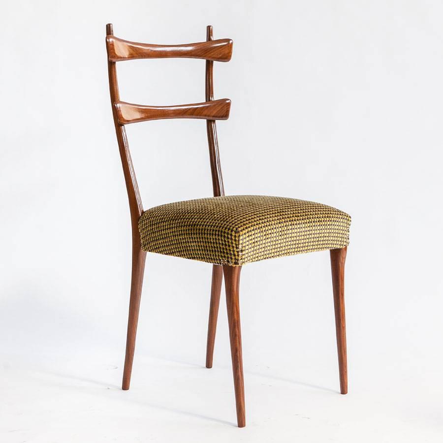 Mid-Century Modern Vittorio Dassi Design Dining Chairs, Rosewood Frame and Upholstered Seat For Sale