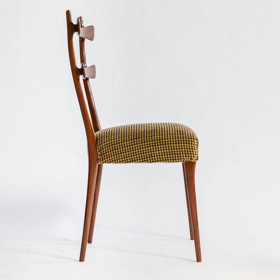 Vittorio Dassi Design Dining Chairs, Rosewood Frame and Upholstered Seat In Excellent Condition For Sale In Milan, IT