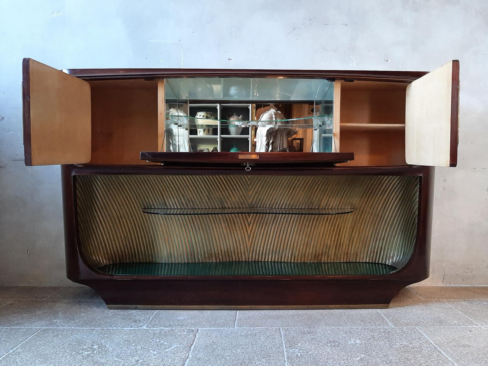 Brass Vittorio Dassi Design Drybar / Sideboard for Palazzi dell’Arte Cantù, 1950s For Sale