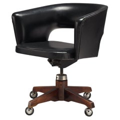 Retro Vittorio Dassi Desk Chair in Wood and Leatherette