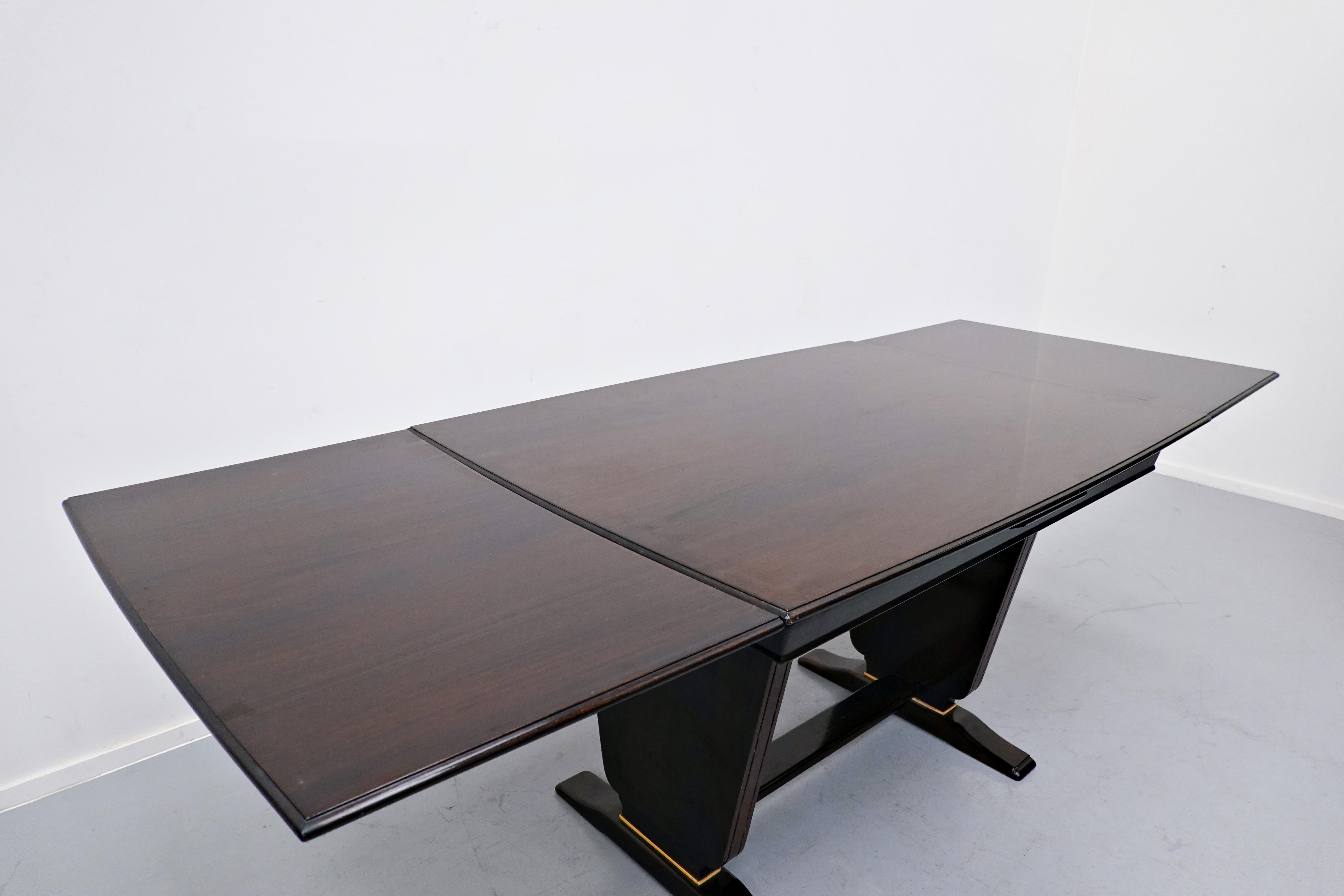 Moderner ausziehbarer Esstisch von Vittorio Dassi aus der Mitte des Jahrhunderts – Italien 1950er Jahre im Angebot 5