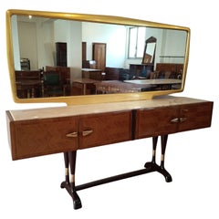 Vittorio Dassi for Cecchini Sideboard Golden Mirror Italian Mid Century Modern