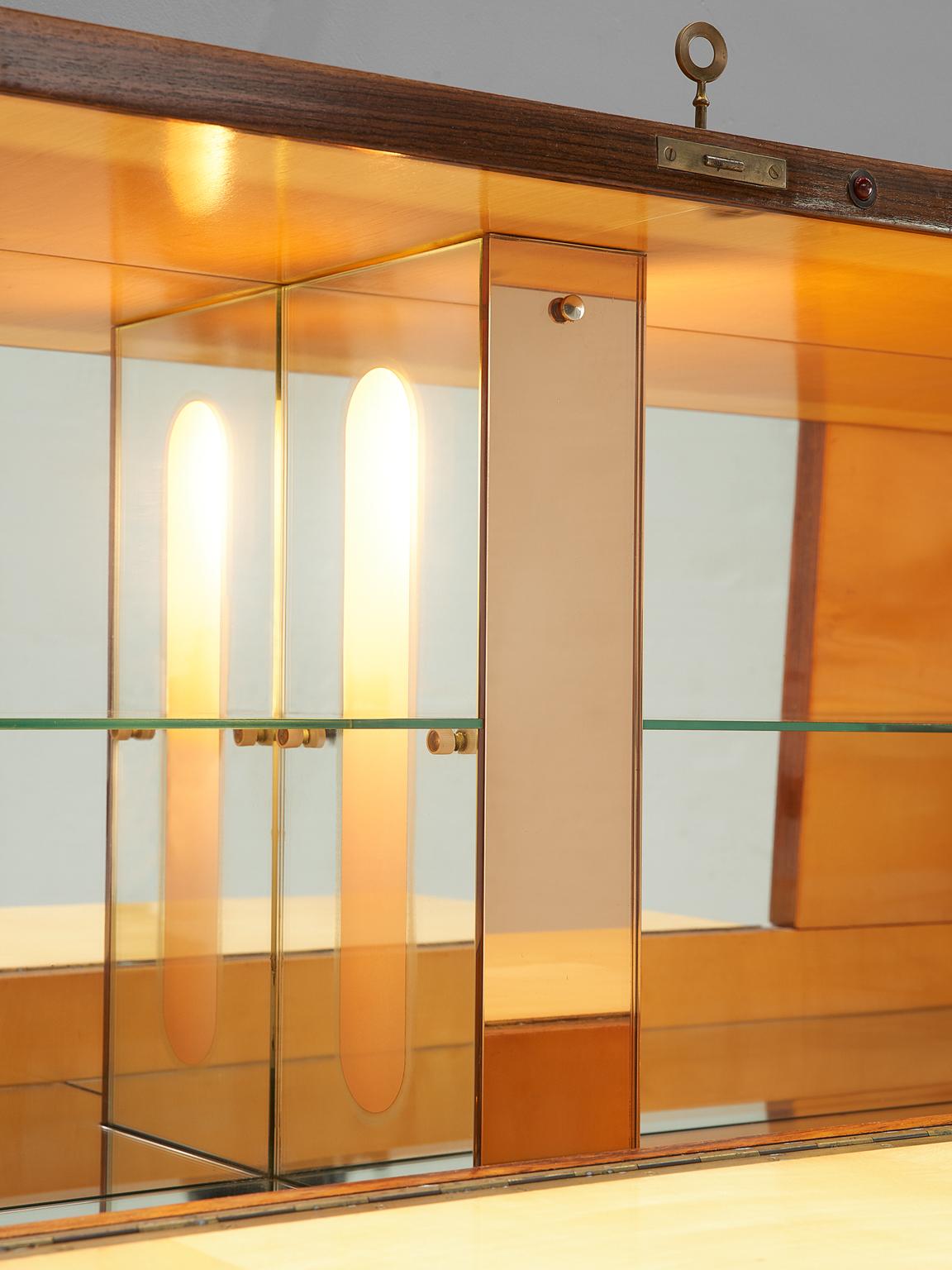Glass Vittorio Dassi & Gino Severini Illuminated Dry Bar Cabinet