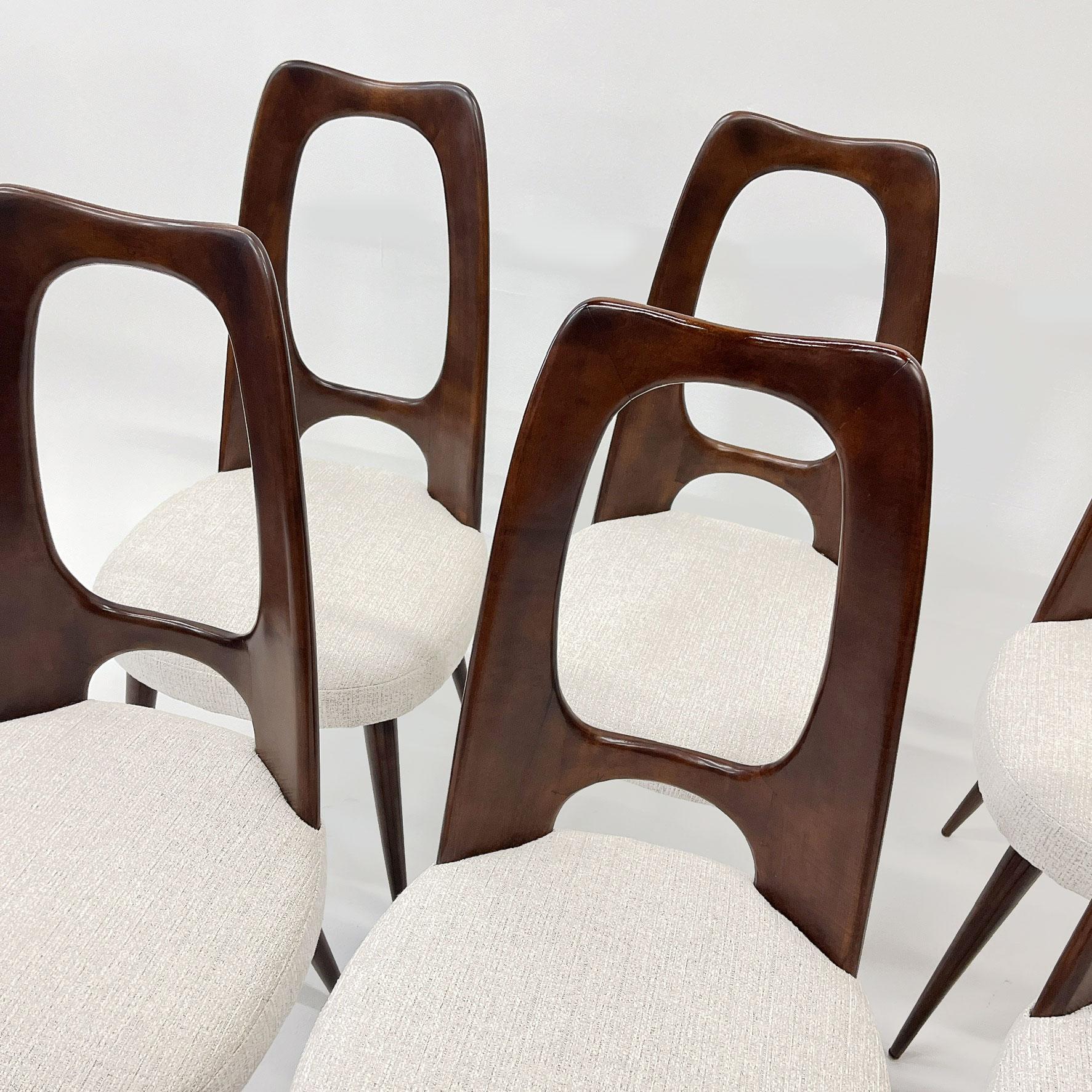 Mid-Century Modern Vittorio Dassi Italian Mahogany Dining Chairs, Italy 1950s For Sale