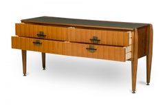 Vittorio Dassi, cassettiera a 4 cassetti in legno e bronzo della modernità di metà secolo