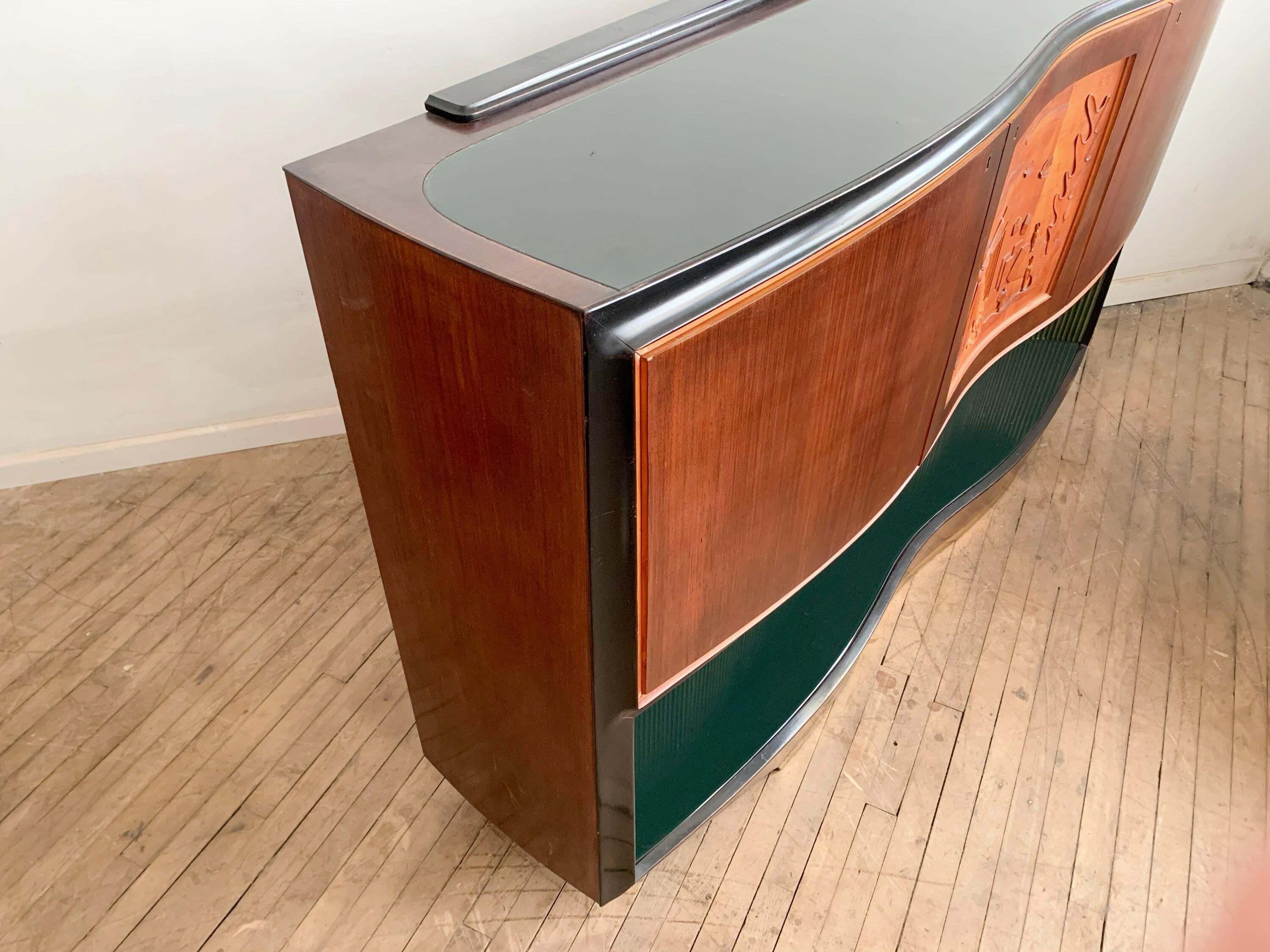 Mid-20th Century Vittorio Dassi Italian Mid-Century Modern Sideboard Bar Cabinet For Sale
