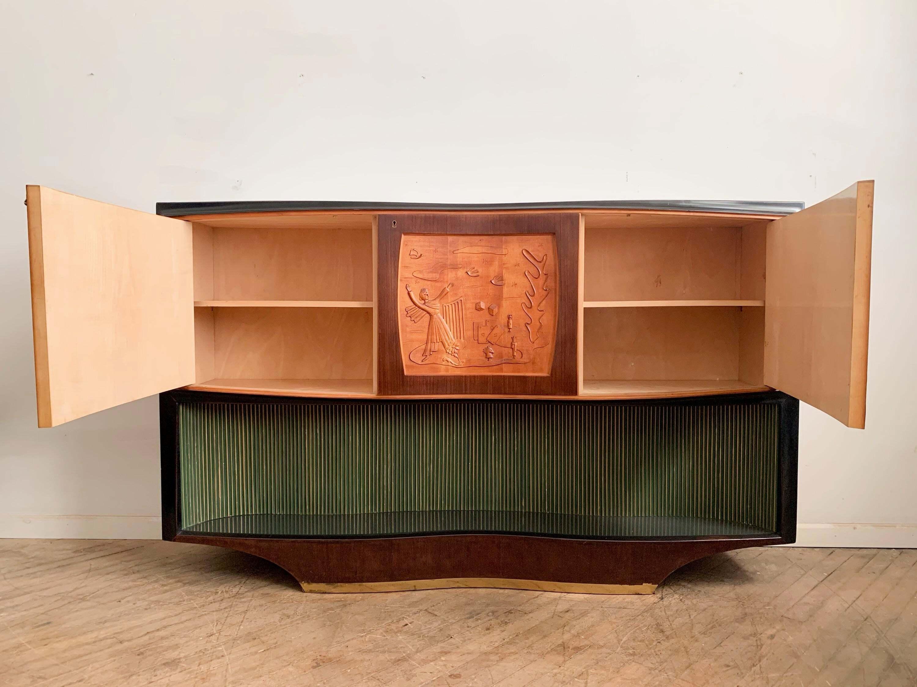 Vittorio Dassi Italian Mid-Century Modern Sideboard Bar Cabinet For Sale 1