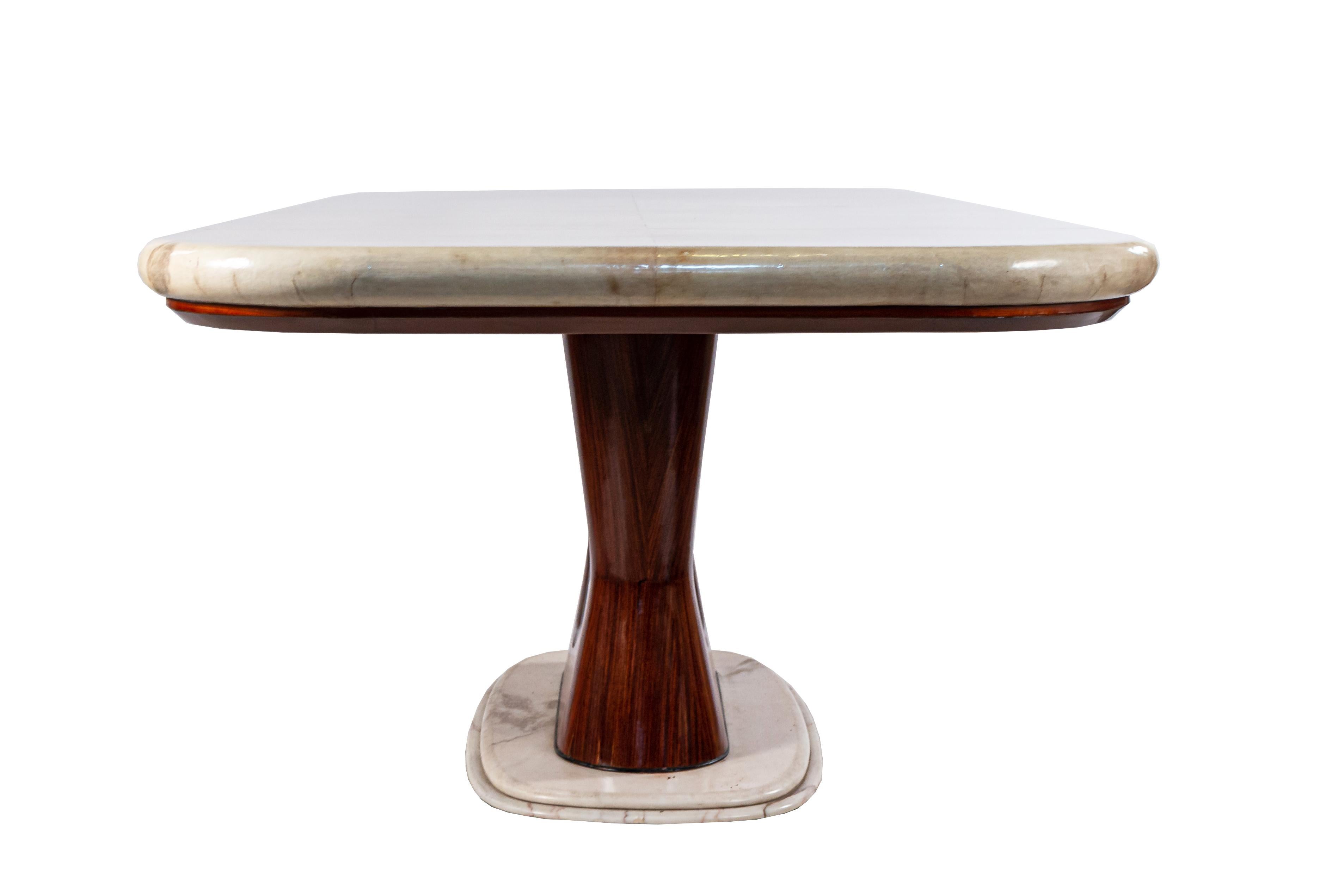 Mid-Century Modern Vittorio Dassi Italian Midcentury Parchment and Rosewood Dining Table For Sale