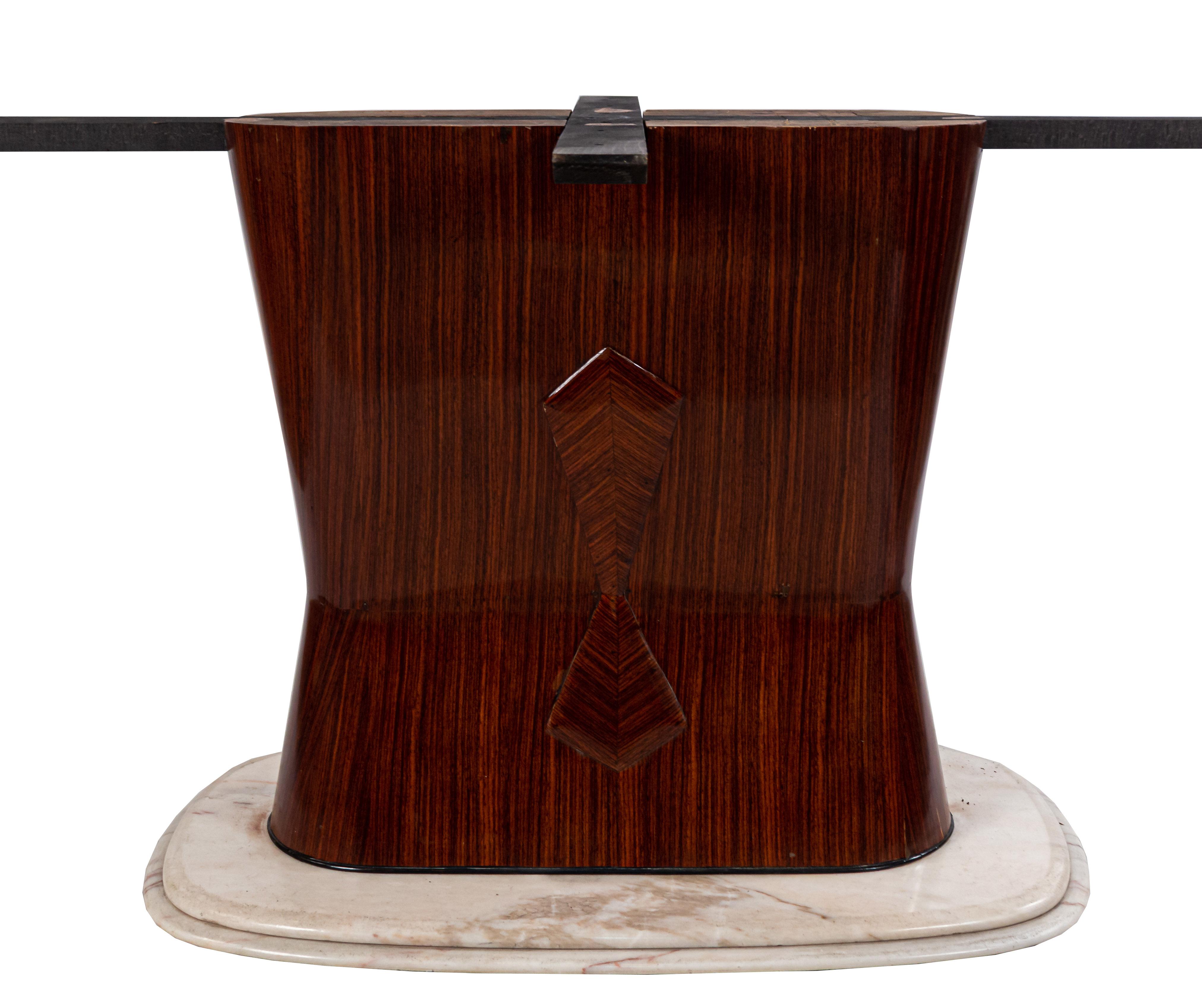 Vittorio Dassi Italian Midcentury Parchment and Rosewood Dining Table For Sale 1