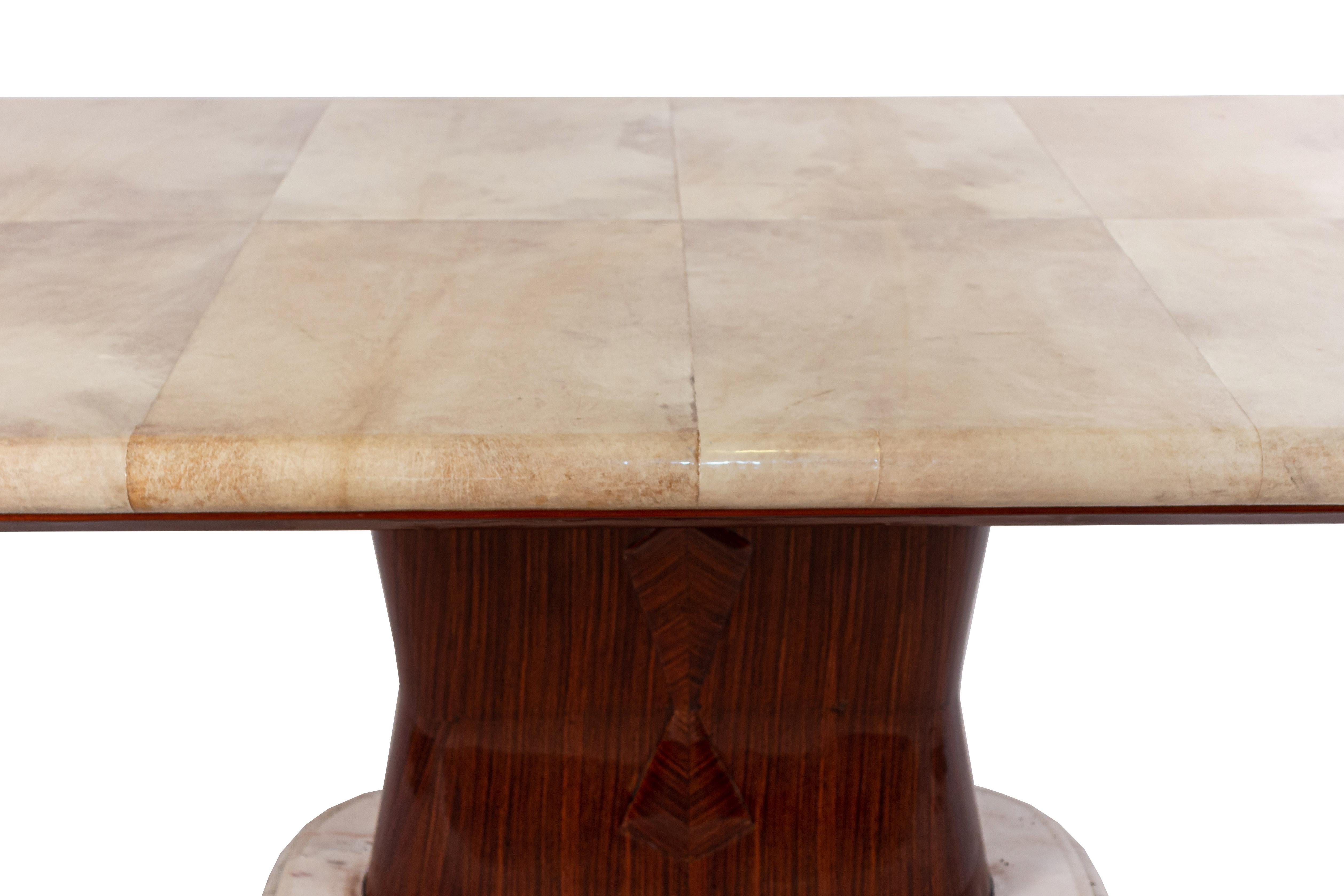 Vittorio Dassi Italian Midcentury Parchment and Rosewood Dining Table For Sale 2