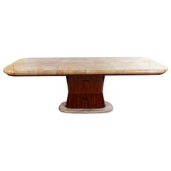 Vittorio Dassi Italian Midcentury Parchment and Rosewood Dining Table