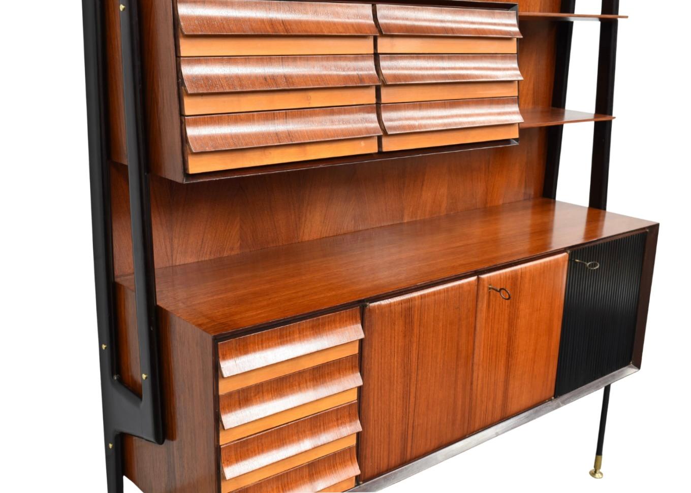 Vittorio Dassi Italian Monumental Wall Unit for Mobili Cantù, Italy, 1950s For Sale 1