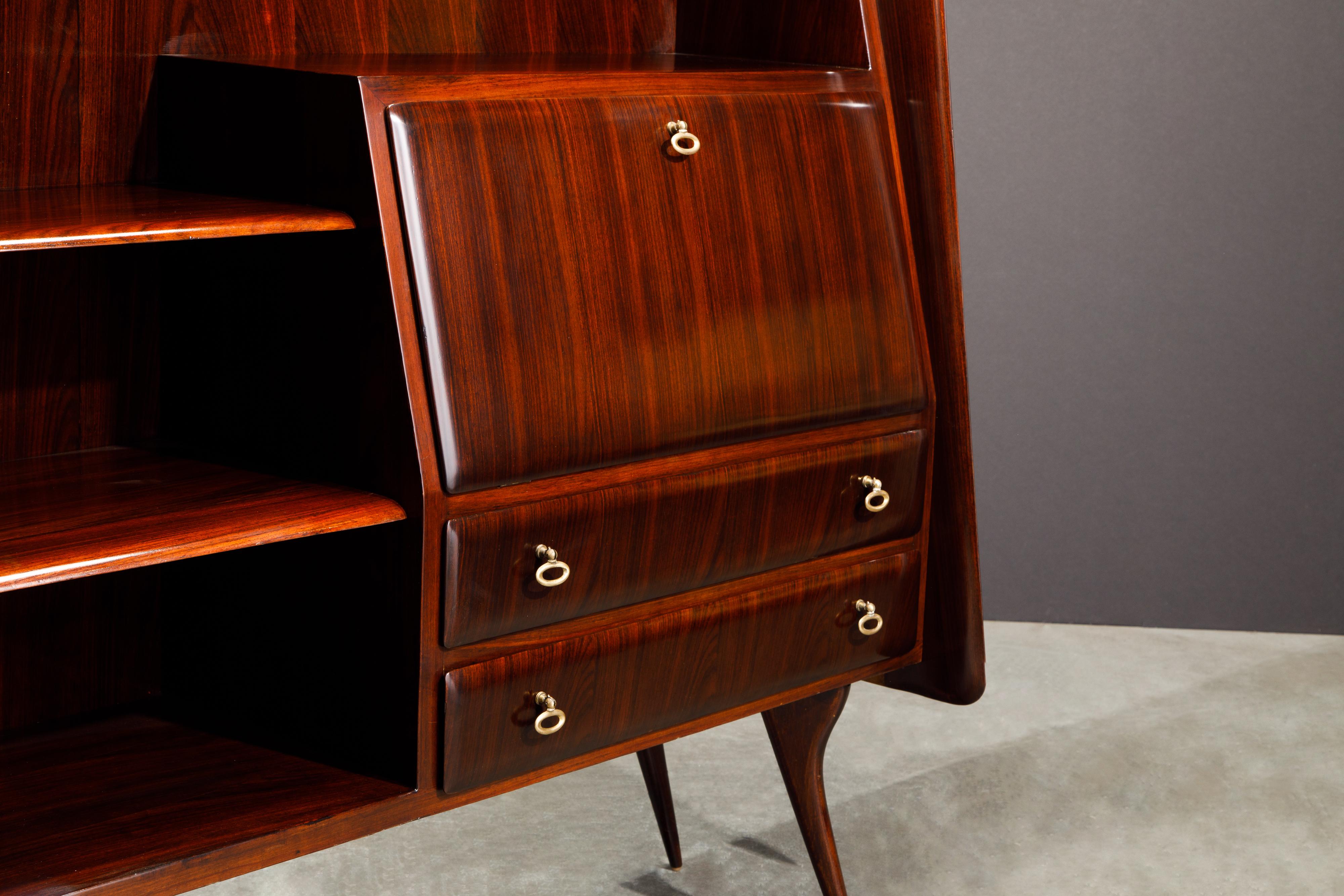 Vittorio Dassi Italian Rosewood Sideboard Liquor Cabinet, 1950s, Restored For Sale 8