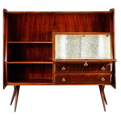 Retro Vittorio Dassi Italian Rosewood Sideboard Liquor Cabinet, 1950s, Restored