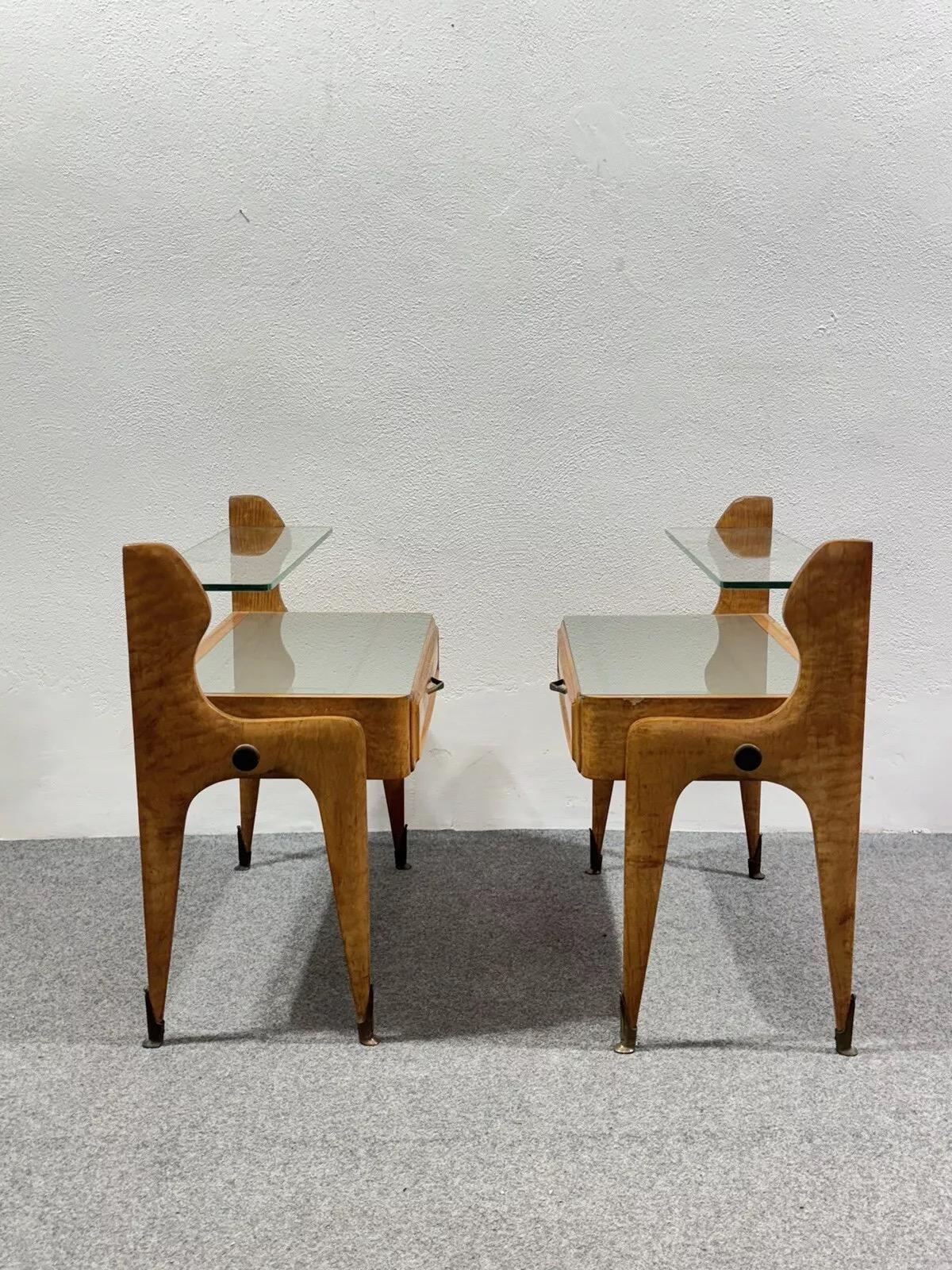 Vittorio Dassi La Permanente Cantù Pair Of Nightstands 1950's Design Modernism In Good Condition In Taranto, IT