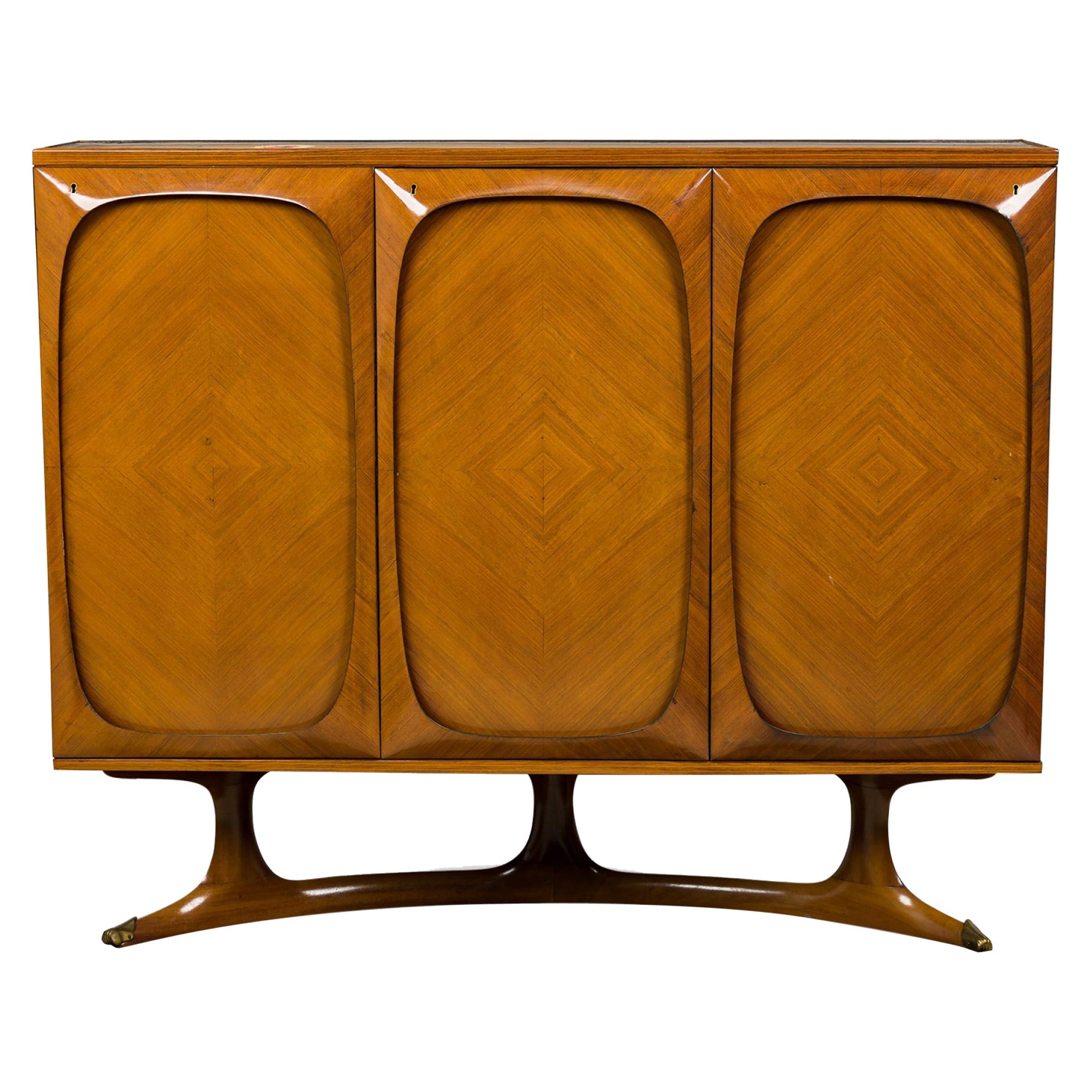 Vittorio Dassi Mid-Century Italian Three-Door Mahogany Credenza