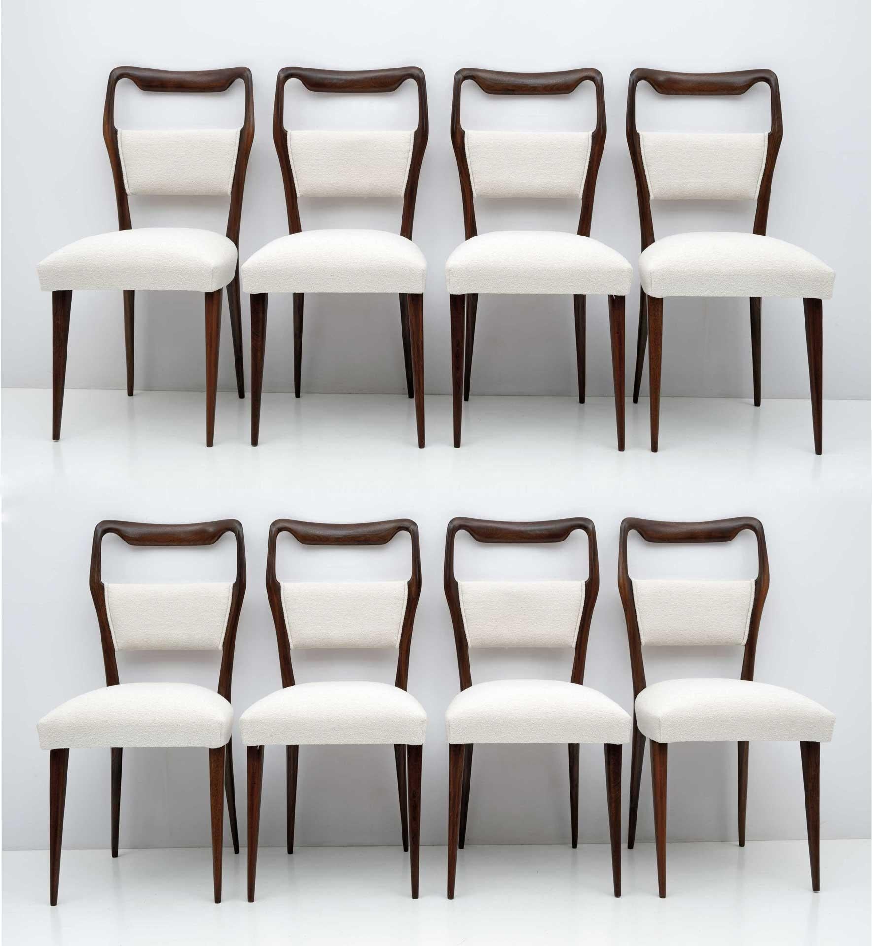 Vittorio Dassi Mid-Century Modern Italian Dinning Chairs, 1950s, Set of Eight In Good Condition In Puglia, Puglia