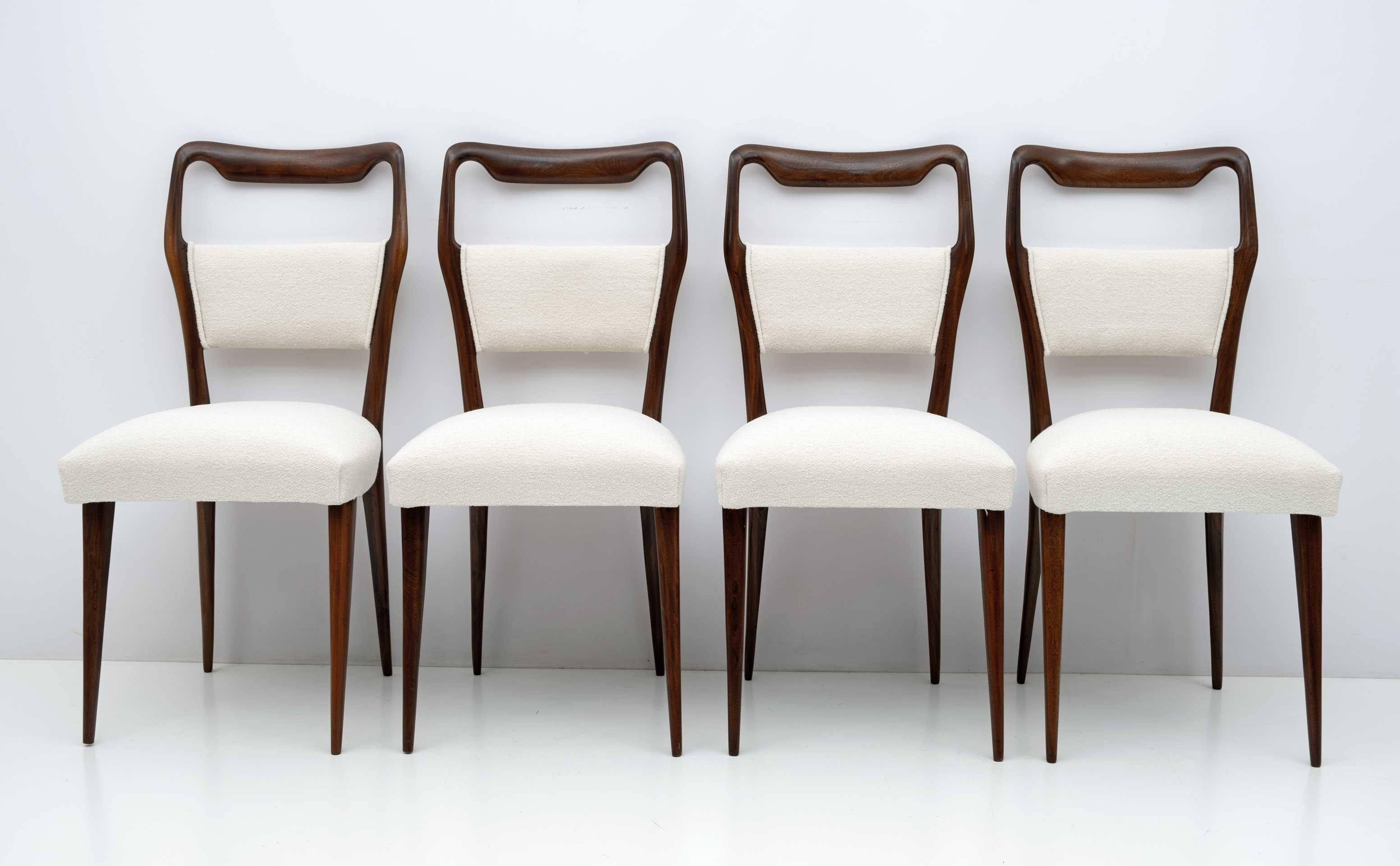 Bouclé Vittorio Dassi Mid-Century Modern Italian Dinning Chairs, 1950s, Set of Eight