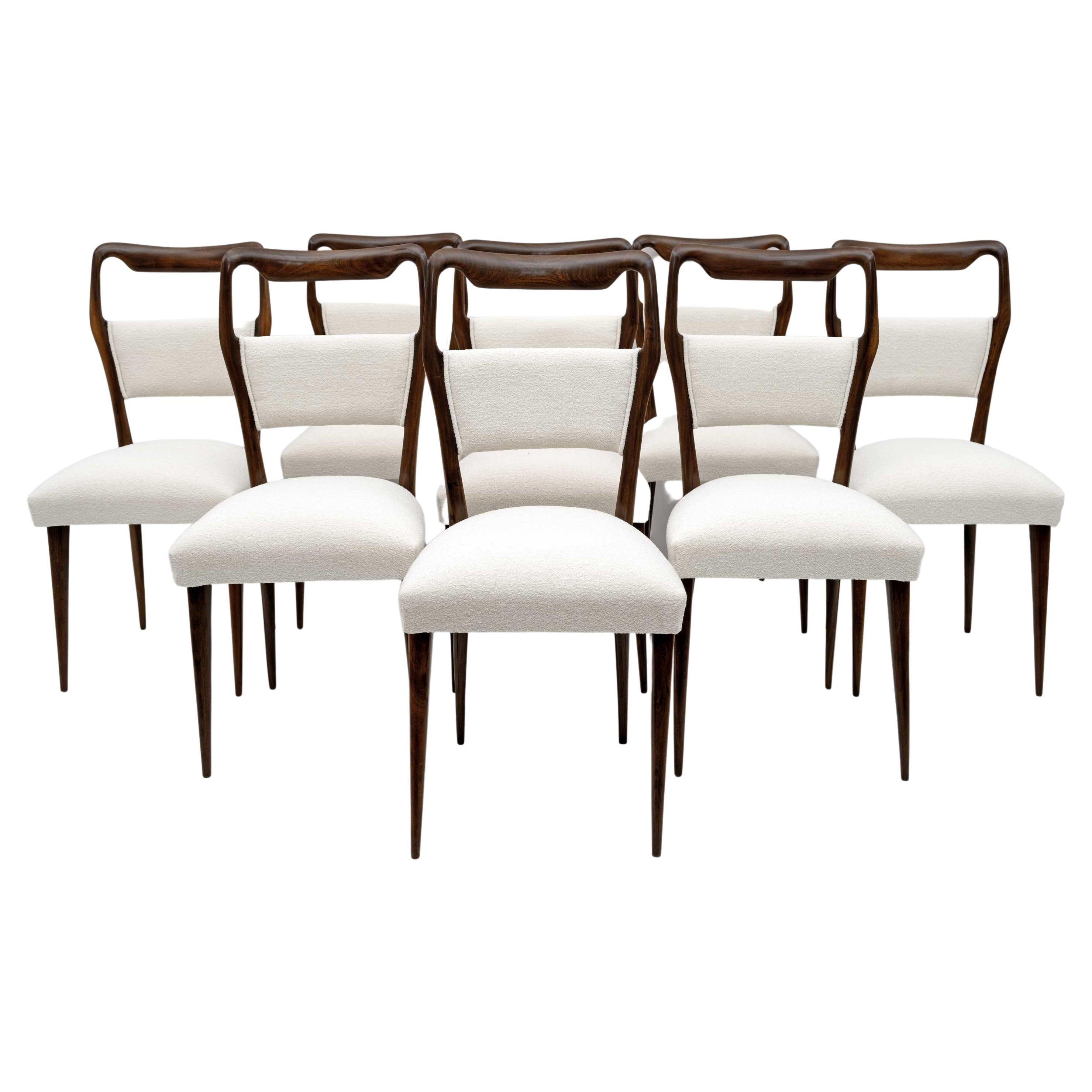 Vittorio Dassi Mid-Century Modern Italian Dinning Chairs, 1950s, Set of Eight