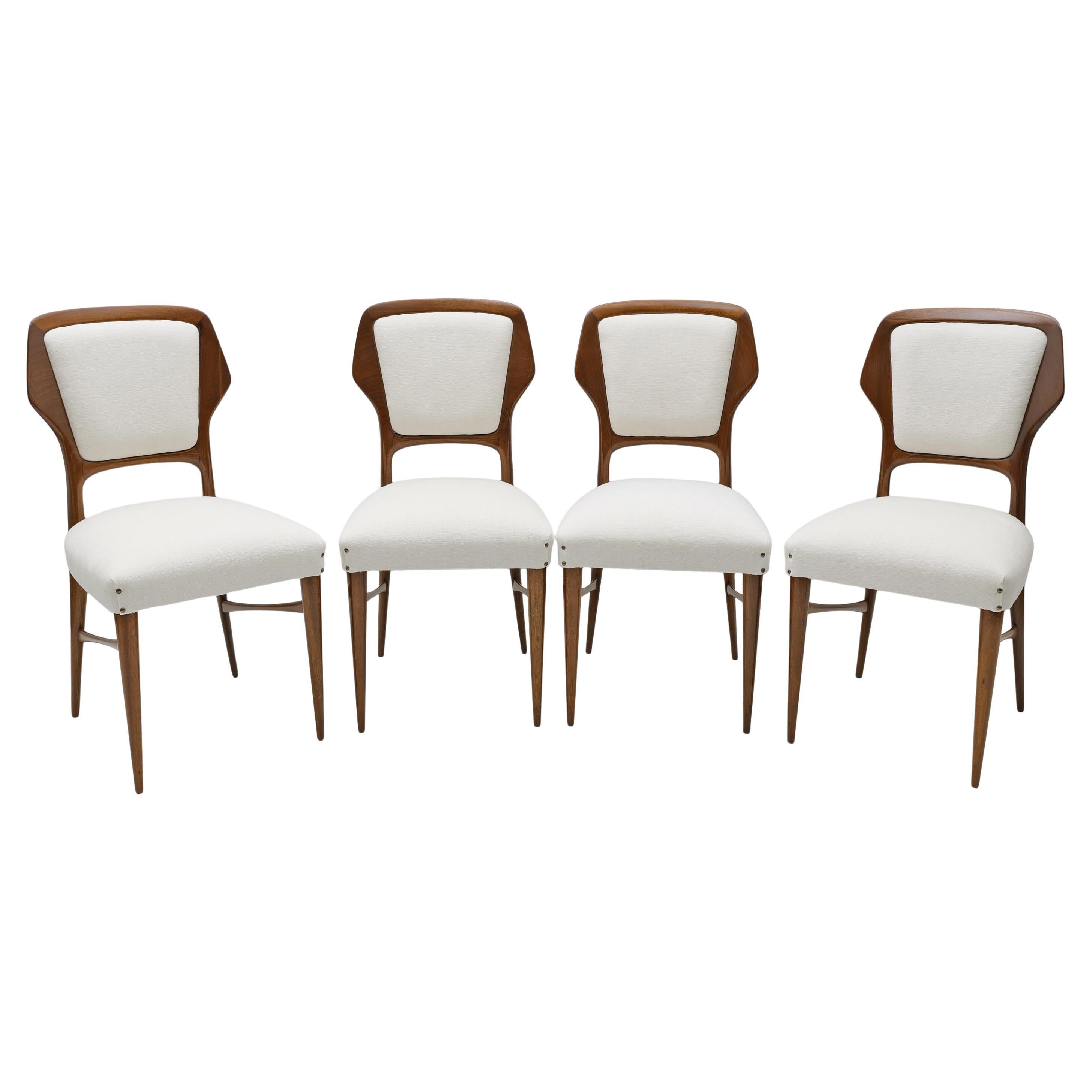 Vittorio Dassi Mid-Century Modern Italian Dinning Chairs, 1950s, Set of Four im Angebot