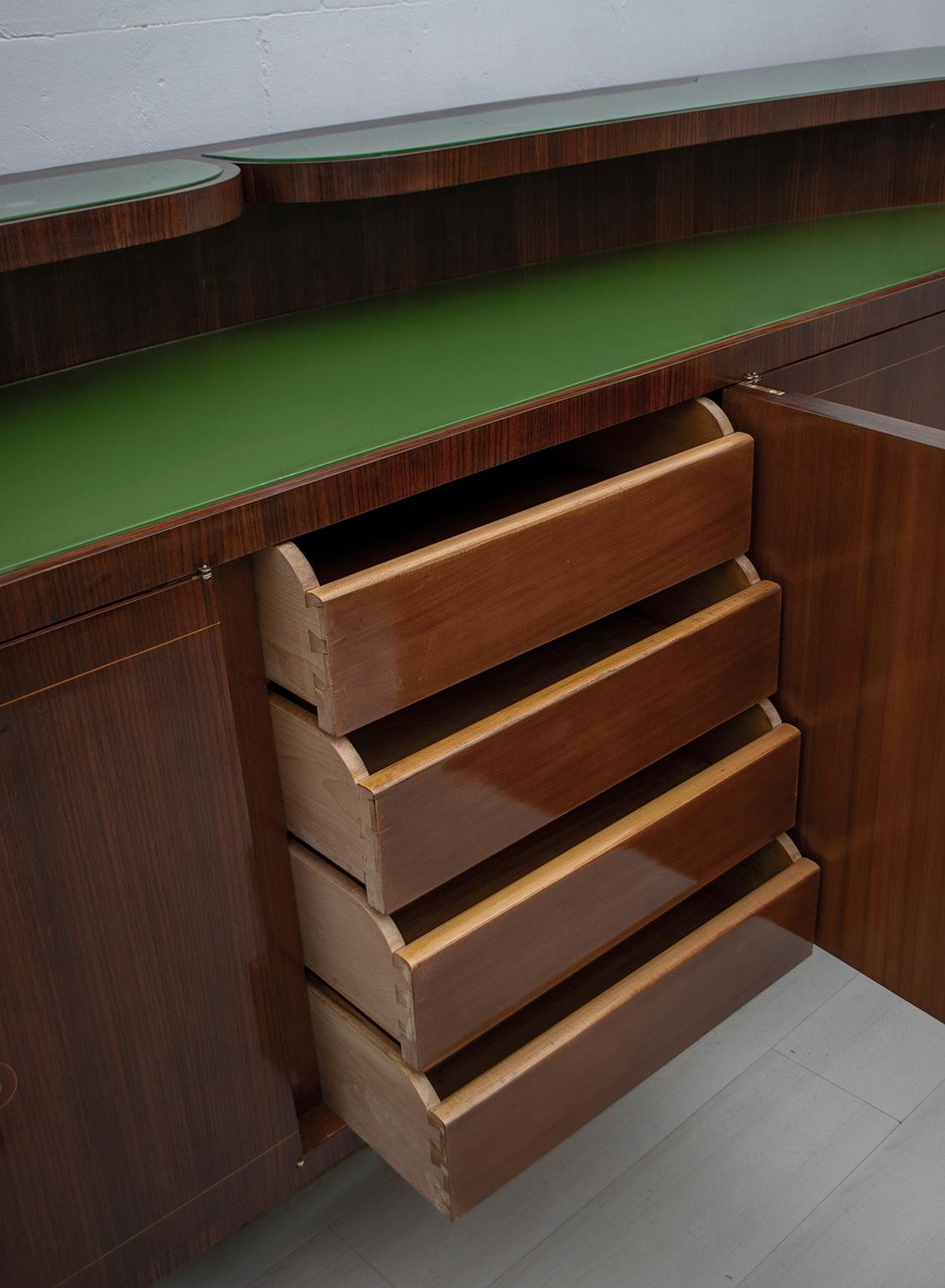 Vittorio Dassi Mid-Century Modern Italian Rosewood and Maple Inlay Sideboard 11