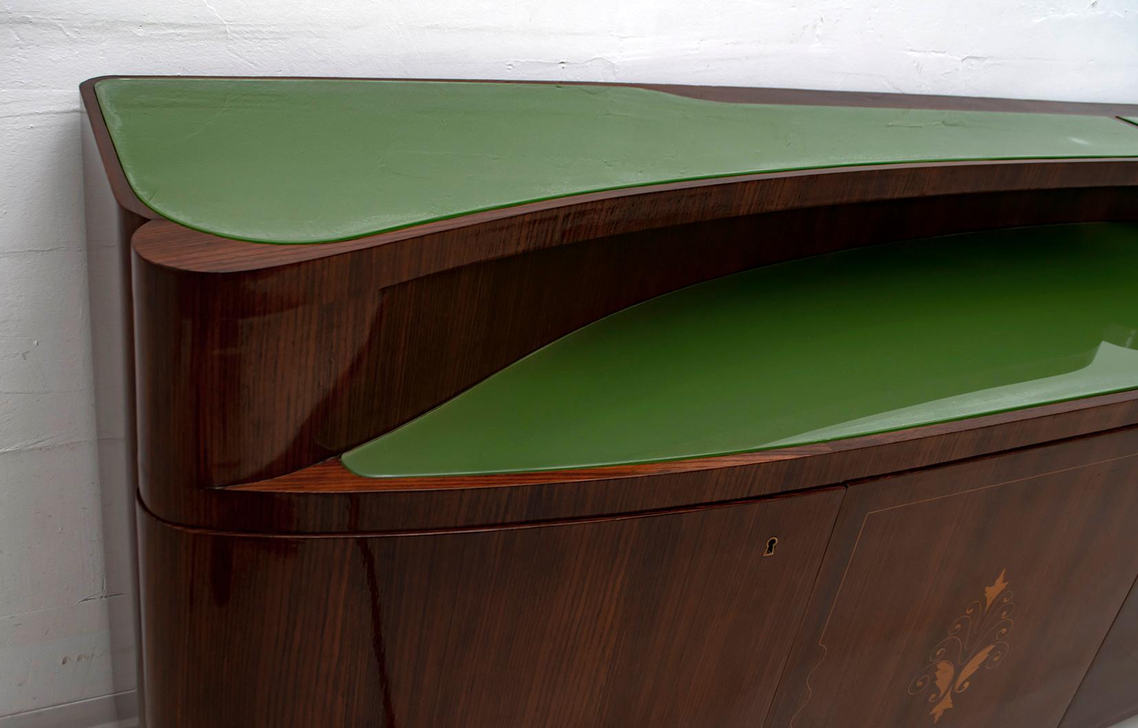 Vittorio Dassi Mid-Century Modern Italian Rosewood and Maple Inlay Sideboard 1