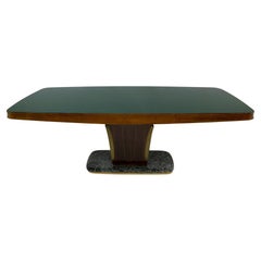 Vittorio Dassi Mid-Century Modern Italian Walnut and Marble Dining Table, 1950s