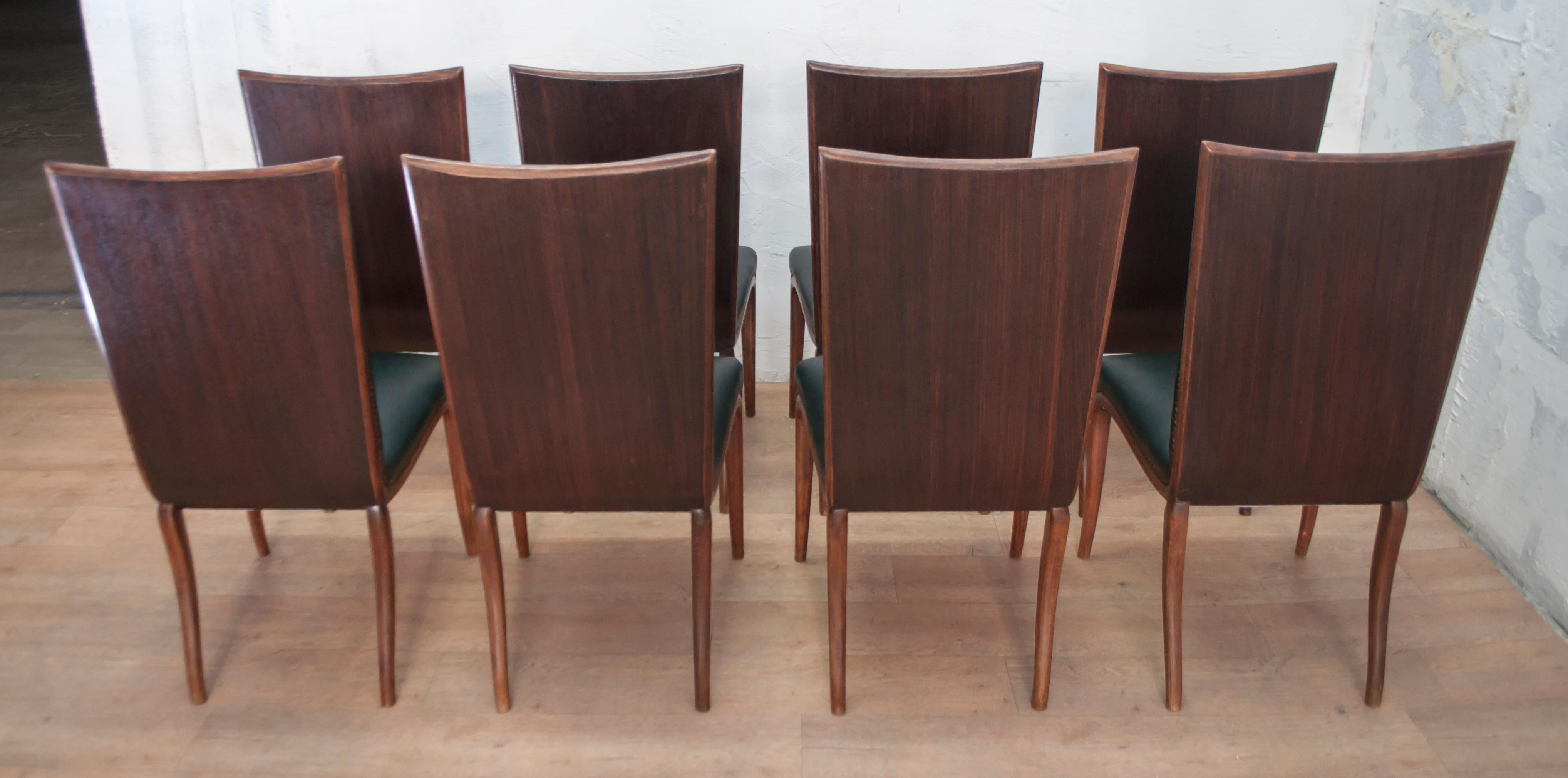 Vittorio Dassi Mid-Century Modern Italian Walnut Eight Dining Chairs, 1950s 2