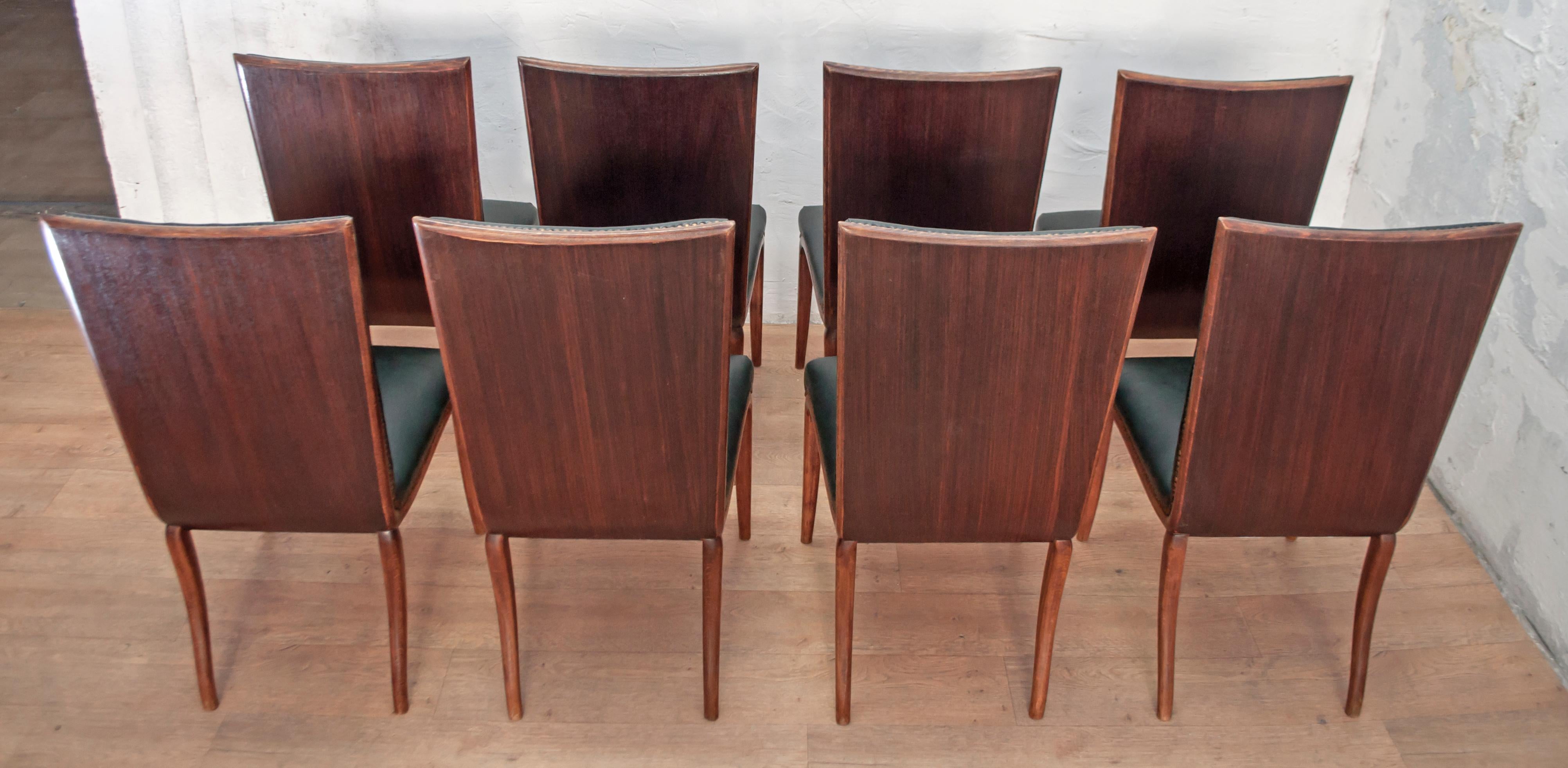 Vittorio Dassi Mid-Century Modern Italian Walnut Eight Dining Chairs, 1950s 2