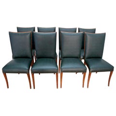 Vittorio Dassi Mid-Century Modern Italian Walnut Eight Dining Chairs, 1950s