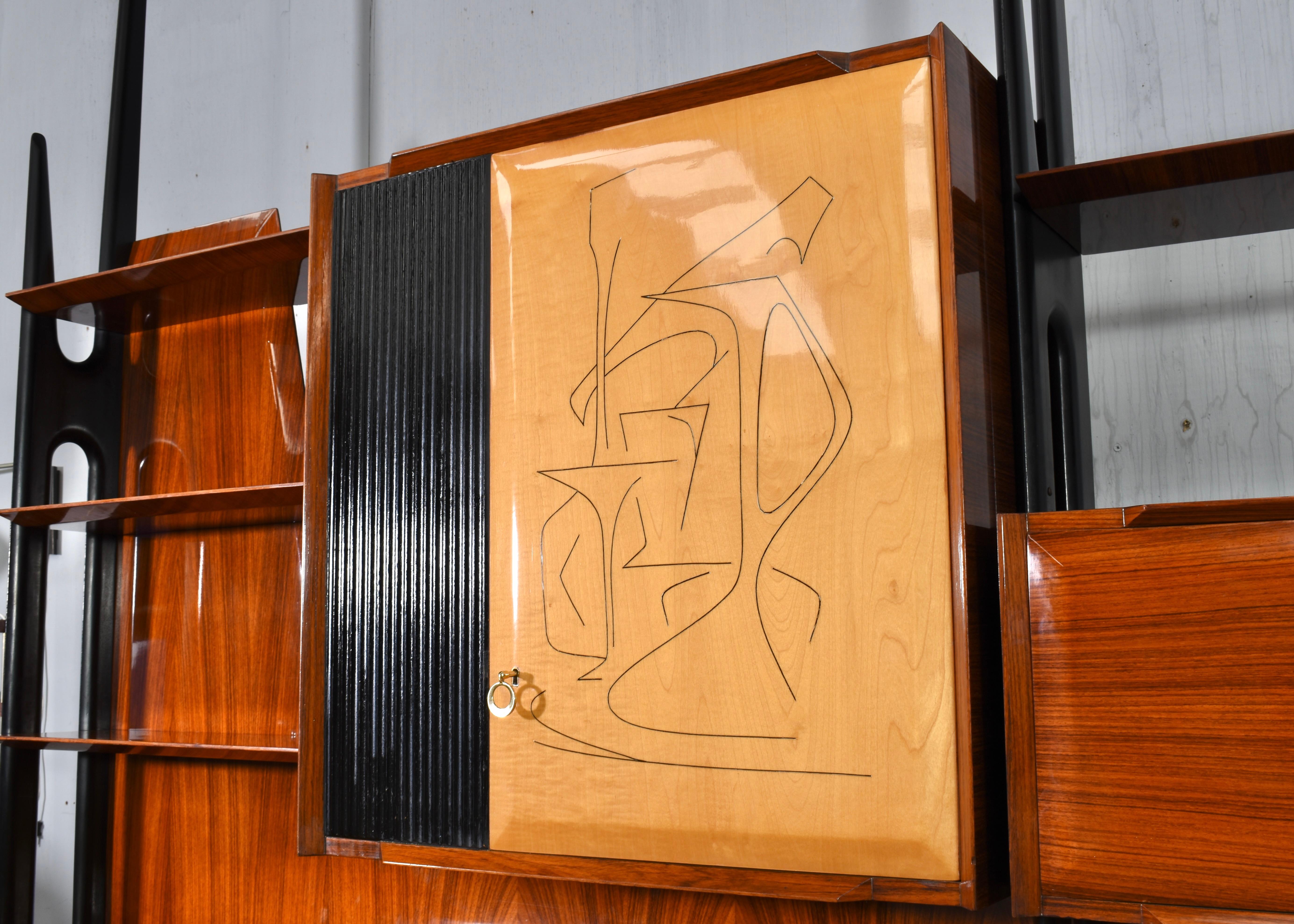 Vittorio Dassi Monumental Wall Unit / Dry Bar for Mobili Cantù, Italy, 1950 3