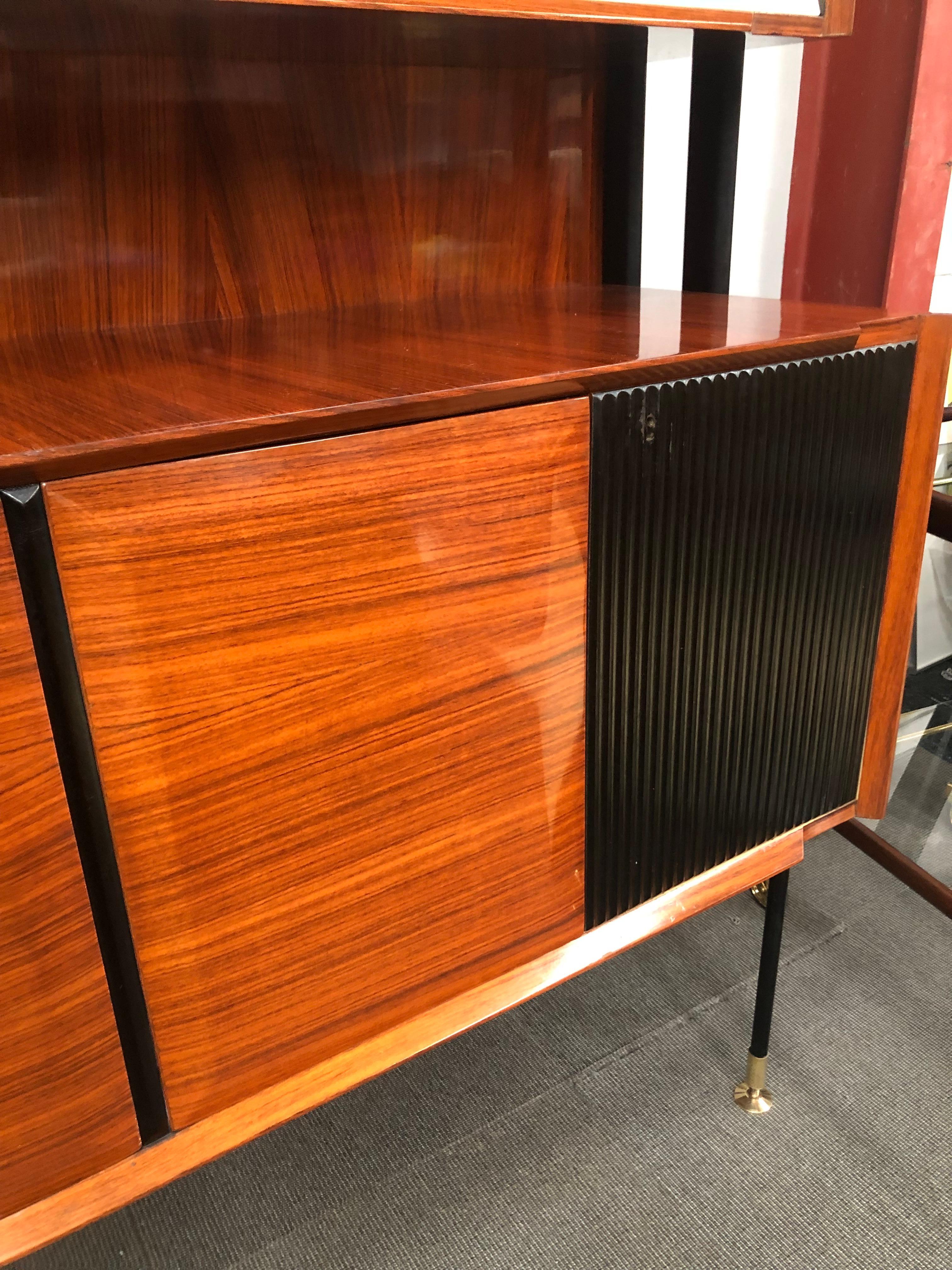 Mid-20th Century Vittorio Dassi Monumental Wall Unit / Dry Bar for Mobili Cantù, Italy, 1950