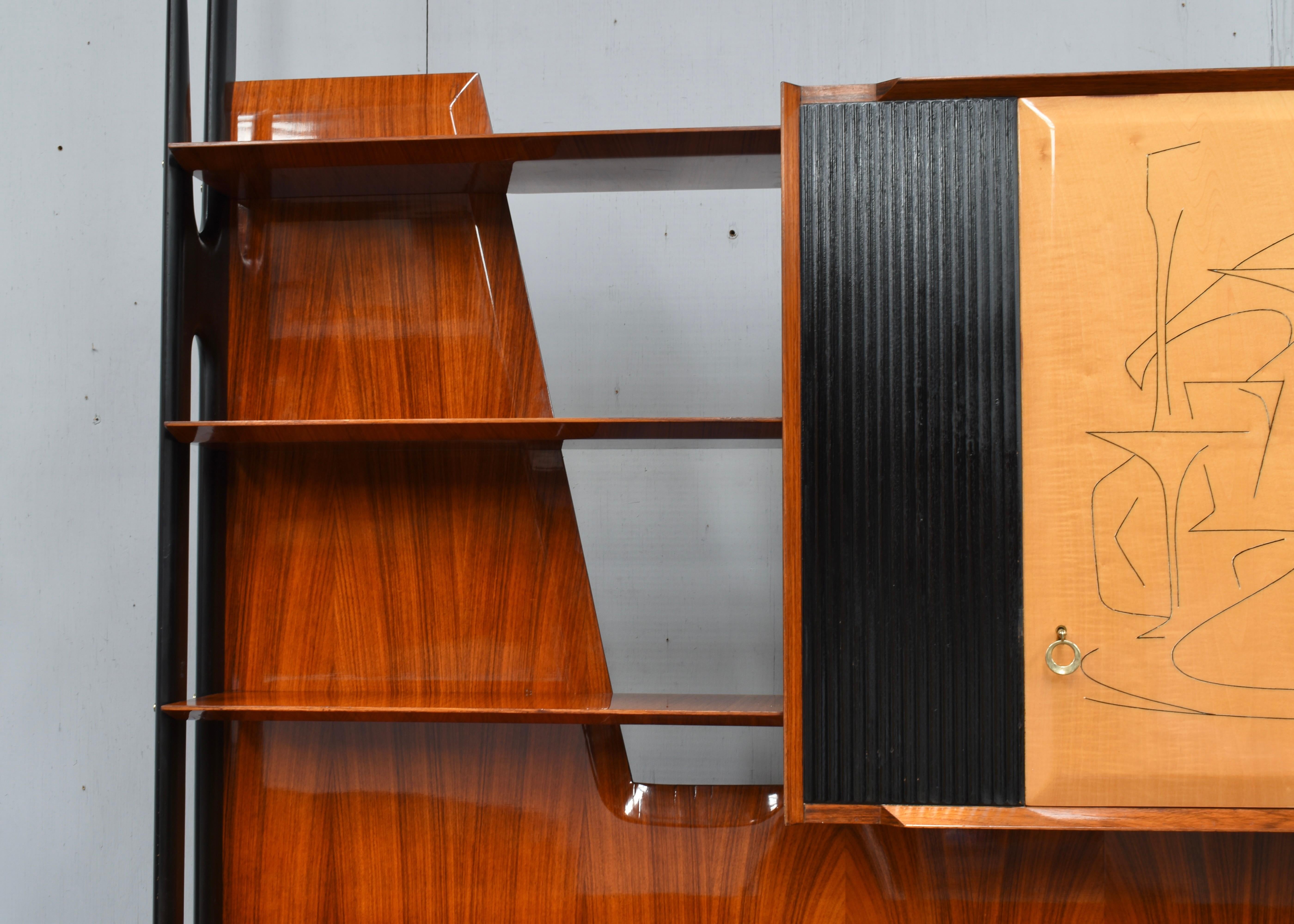 Vittorio Dassi Monumental Wall Unit / Dry Bar for Mobili Cantù, Italy, 1950 2