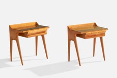 Vittorio Dassi, Nightstands, Wood, Glass, Italy, 1950s