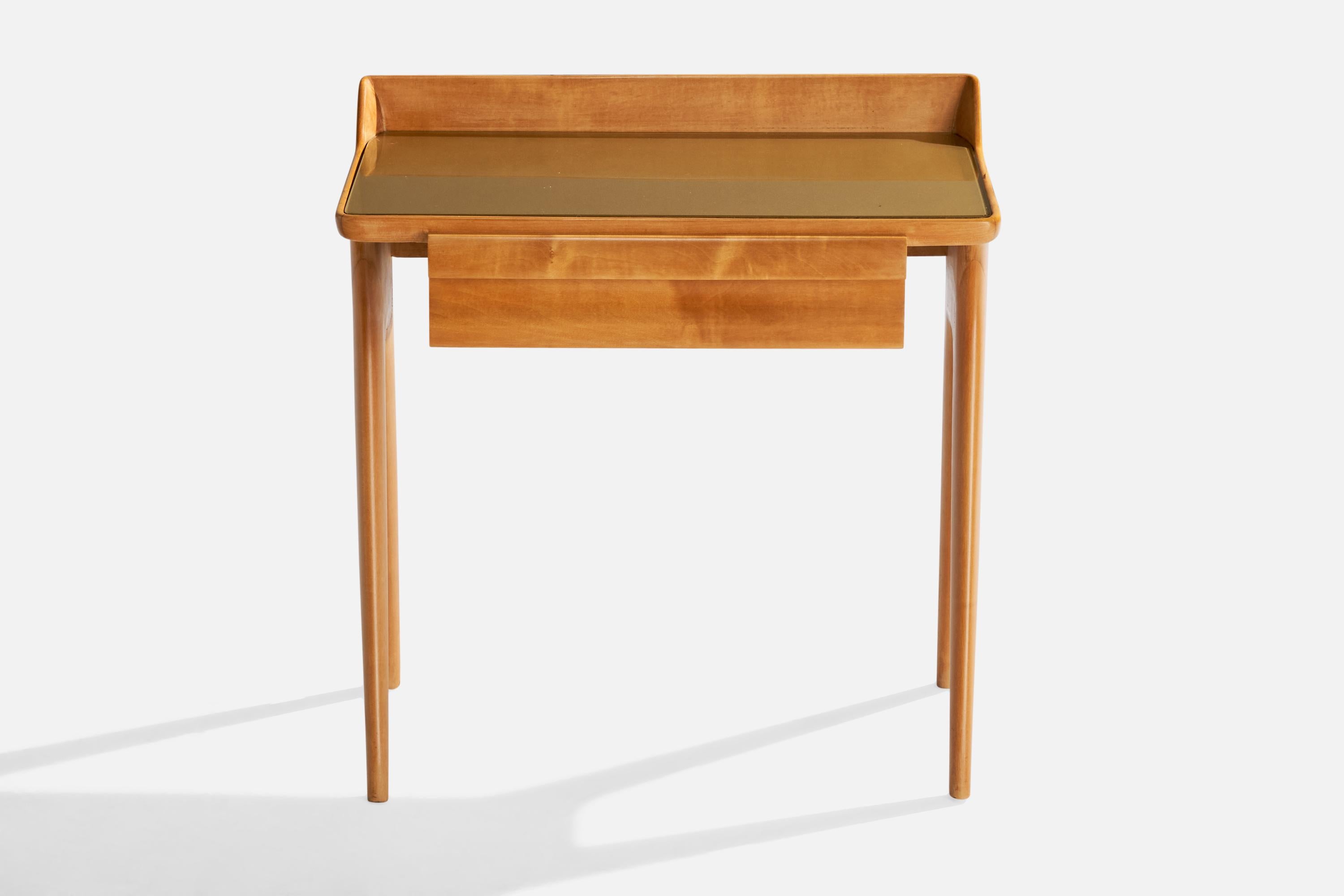 Vittorio Dassi, Nightstands, Wood, Glass, Italy, 1950s In Good Condition For Sale In High Point, NC